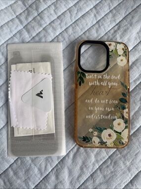 iPhone 13 Pro Floral Clear Protective iPhone Case with Inspirational Quote